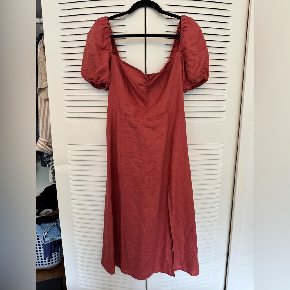 Wilfred Rose Puff Sleeve Linen Dress